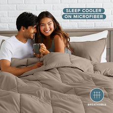 Bare Home Comforter Set - Queen Size - Ultra-Soft - Goose Down Alternative - Premium 1800 Series - All Season Warmth (Queen, Taupe)