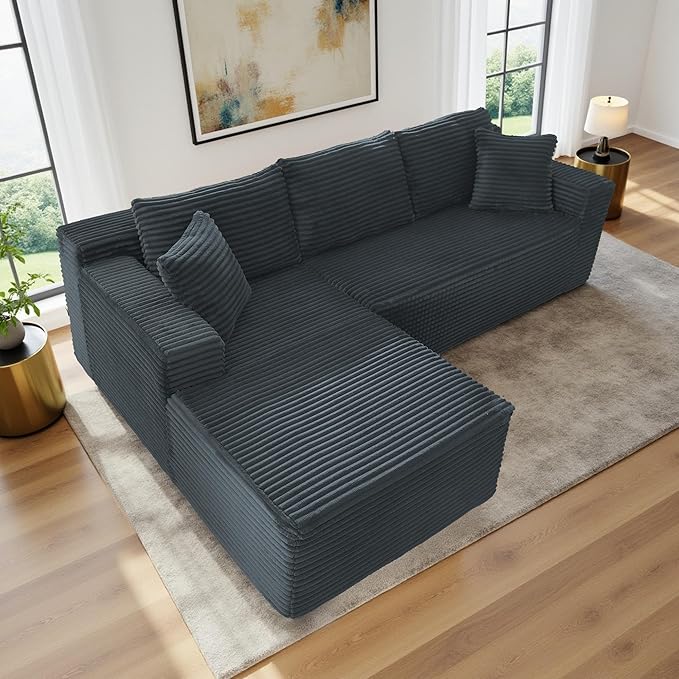 105''Sectional Cloud Couch with L Shaped Chaise,Modern Modular Sectional Sofa,Comfy Sectional Couches for Living Room,Bedroom,Apartment (Dark Grey, 105''W Left Facing Chaise)