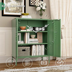 Green Metal Cabinet，Bathroom Floor Storage Cabinet,40