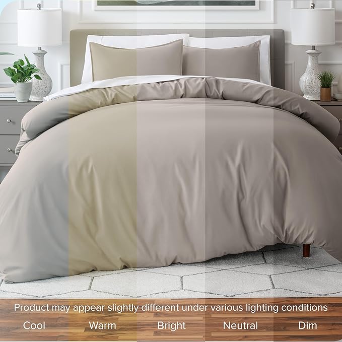 Bare Home Bedding Duvet Cover California King Size - Premium 1800 Super Soft Collection - Lightweight, Cooling - Soft Breathable Bedding Duvet Cover (Cal King, Khaki)