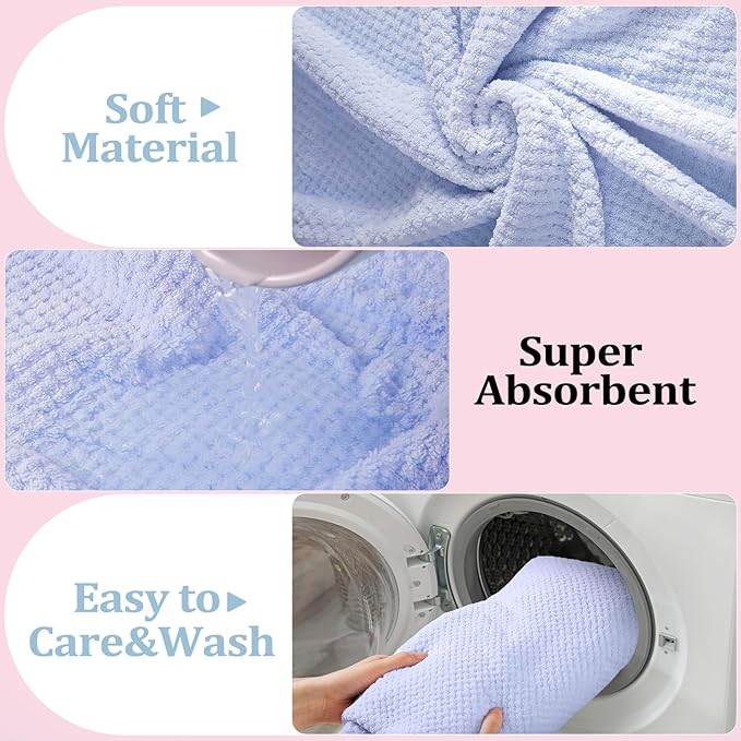 Preboun 12 Pcs Bath Towels and Washcloths 4 Sets Microfiber Bathroom Beach Pool Towel Set Quick Dry Coral Velvet Highly Absorbent for Fitness Sports Shower Travel Spa Hotel(Multicolor)