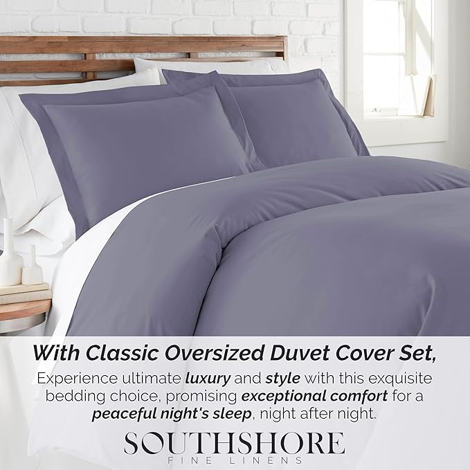 Southshore Fine Living, Inc. Premium Collection Oversized King Duvet Cover Set, Soft Duvet Cover with Zipper, 3-Piece, Two Matching Shams (108 in Wide X 98 in Long), King/California King, Denim