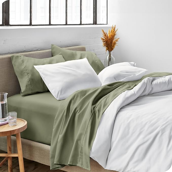 Bare Home Ultra-Soft Split Cal King Sheet Set - Luxury 1800 - Hydro-Brushed - Deep Pockets - Easy Fit - 4 Piece Set - Bedding Sheets & Pillowcases (Split California King, Sage) BareHome