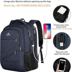 MATEIN Extra Large Laptop Backpack for Men, 50 L Travel Carry On TSA Approved Backpack with USB Port & Trolley Sleeve, Waterproof Business Work Bag Fits 18.4 Inch Computer Notebook, Dark Blue