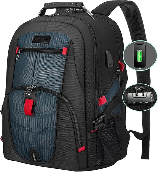 LOVEVOOK Travel Backpack for Men 17inch Large Work Backpack for Men Large Capacity Lockable Mochilas para Hombres Waterproof Computer Backpack for Work Business Travel College (17 inch，Dark-Blue)