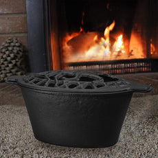 Fire Beauty Woodstove Steamer Stove Humidifier Cast Iron Lattice Top Rust Resistant 2.3 Quart Capacity (horse)