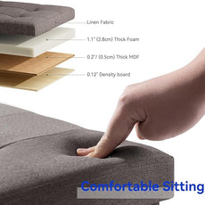 BRIAN & DANY 30 Inches Folding Storage Ottoman Bench, Ottoman with Storage Bench for Bedroom, Living Room, Entryway, Foot Rest with Legs, Brown