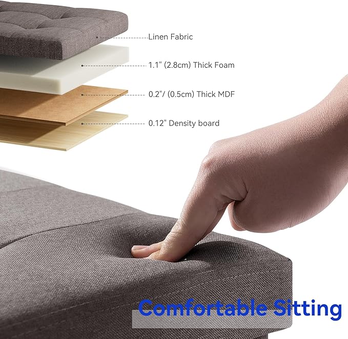 BRIAN & DANY 30 Inches Folding Storage Ottoman Bench, Ottoman with Storage Bench for Bedroom, Living Room, Entryway, Foot Rest with Legs, Brown