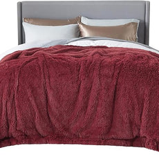 Bedsure GentleSoft Fluffy Burgundy Red King Size Blanket for Bed, Thick Soft Sherpa Faux Fur Fleece Bedding Fuzzy Plush Winter Warm Heavy Big Large King Blanket, Cozy Red Gifts for Men Women, 108x90