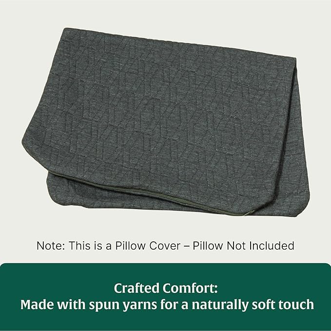 The White Willow Soft Fabric Pillow Case 10" W X 30" L, Washable Removable Zippered Pillow Cover Only, Fits Half Body Pillow- Grey