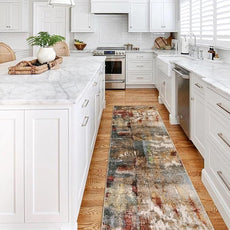 Lahome Modern Abstract Kitchen Runner Rugs Non Skid Washable, 2x6 Rug Runners for Hallways Bathroom Laundry Room, Non Slip Indoor Floor Carpet Runner for Bedroom Home Decor, Red/Multi