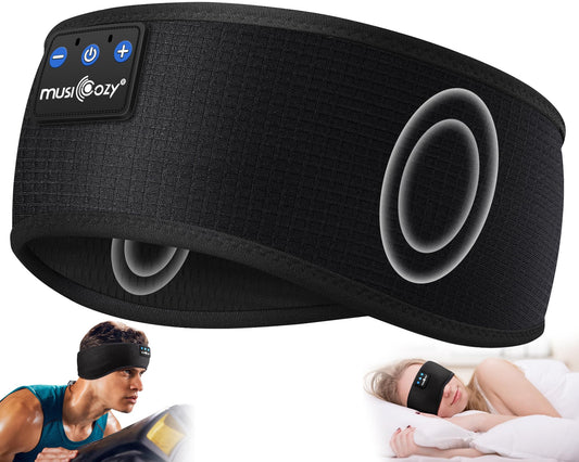 MUSICOZY Sleep Headphones Bluetooth 5.4 Headband, Sports Wireless Earphones Sweat Resistant Earbuds Sleeping Headphone with Ultra-Thin HD Stereo Speaker for Workout Running Cool Gadgets Unique Gifts Dormly