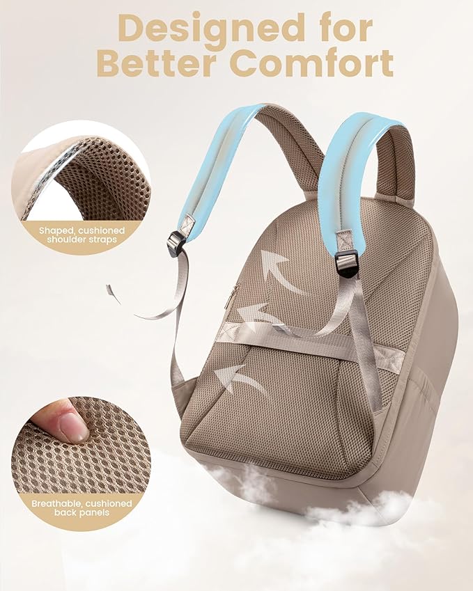 LOVEVOOK 17.3 Inch Laptop Backpack for Women - Work/Business Computer Backpack Purse, Large Capacity Casual Daypack, Travel Bag for Lawyer, Doctor, Teacher, Classic Khaki