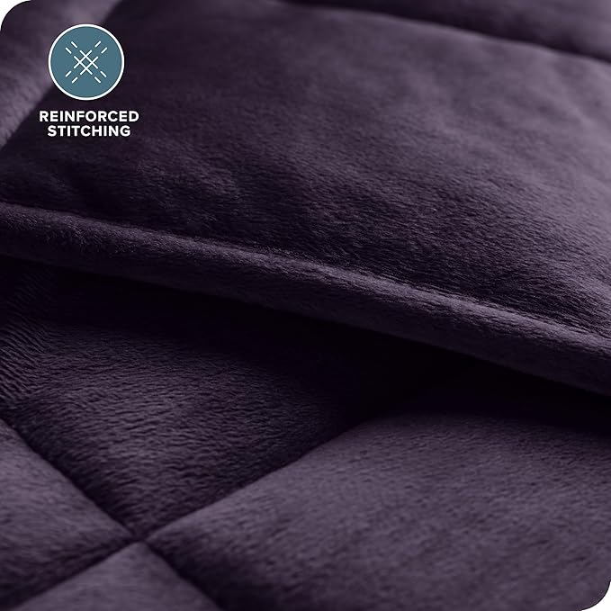 Bare Home Weighted Blanket Twin or Full Size 10lb (40" x 60") - Minky Fleece - Premium Heavy Blanket Nontoxic Glass Beads (Eggplant, 40"x60")