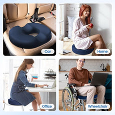 Donut Pillow Seat Cushion - Cooling Gel Floor Pillow, Memory Foam Floor Cushion for Office & Home, Car Seat, Hemorrhoids Pillow, Sciatica & Tailbone Pain Relief Chair Cushion, Blue-XL