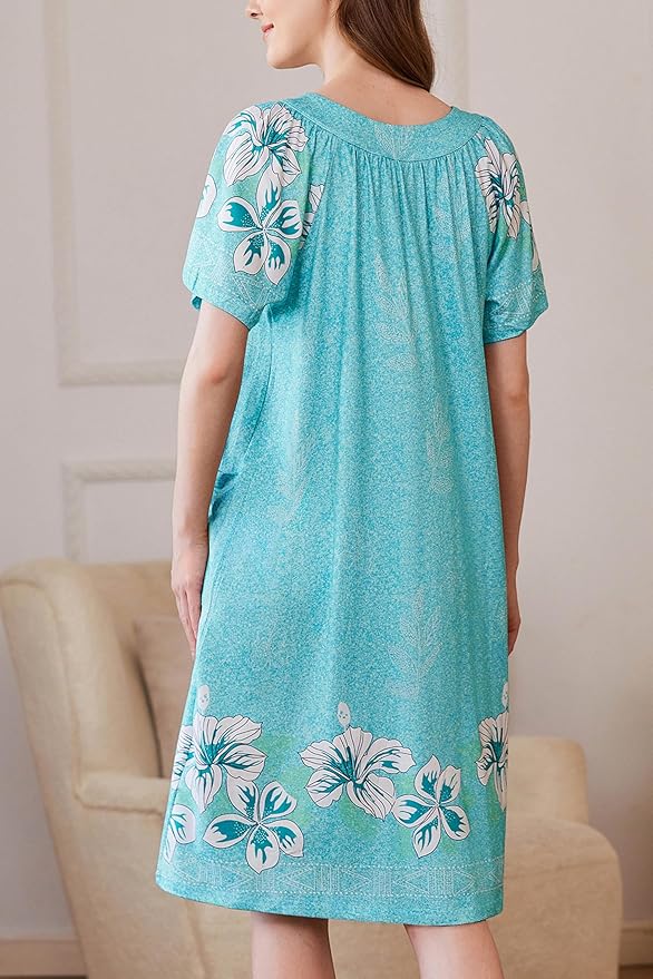 Ekouaer Women Robe Zipper Front Mumu Duster Robes Zip Up Housecoat Soft Sleepwear with Pockets