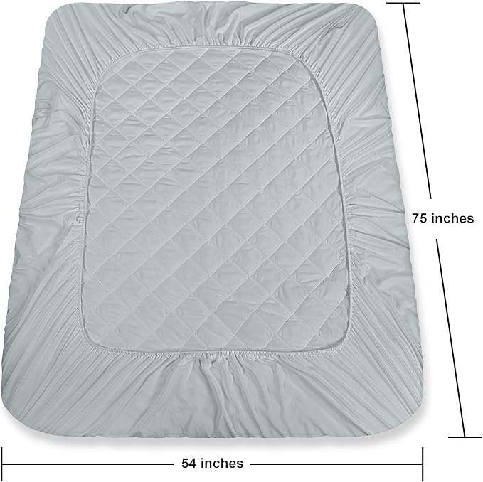 Utopia Bedding Quilted Fitted Mattress Pad, Full Size, Elastic Fitted Mattress Topper Protector and Cover with Deep Pocket Stretches up to 16 Inches, Machine Washable (Light Grey)