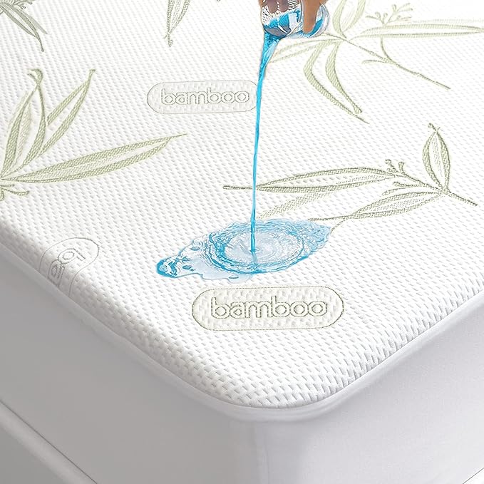 Full Size Waterproof Mattress Protector, Premium Cooling Viscose from Bamboo Mattress Pad, Breathable, Noiseless, Cooling & Machine-Washable Bed Cover with 21" Deep Pocket