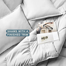 Bare Home Comforter Set - Oversized Queen Size - Ultra-Soft - Goose Down Alternative - Premium 1800 Series - All Season Warmth (Oversized Queen, Cloud Grey)