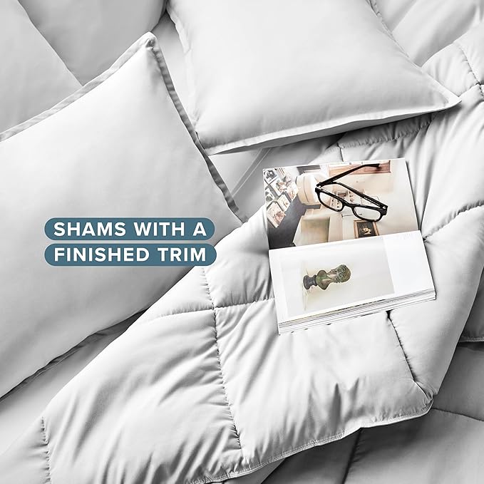 Bare Home Comforter Set - Oversized Queen Size - Ultra-Soft - Goose Down Alternative - Premium 1800 Series - All Season Warmth (Oversized Queen, Cloud Grey)
