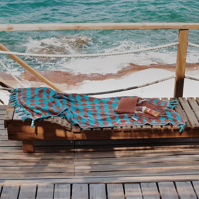 sea me at home 100% Turkish Cotton Bath, Beach, and Pool Towel with Unique Design - 31x62 Inches (Ocean’s Flame)