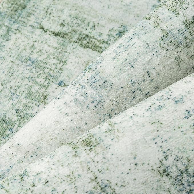 5x7 Washable Area Rug Sage Green Abstract Living Room Bedroom Carpet Neutral Modern Non-Slip Soft Low Pile Lightweight Vacuumable Throw Rug for Dining Room Entryway