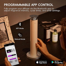 Waterless Scent Diffuser Starter Kit - Alloy Atomization System, Smart Rechargeable Hotel Scent Diffuser, 1500 Sq Ft Coverage, Including 120ml Essential Oil, for Home, Large Room, Spa, Cream