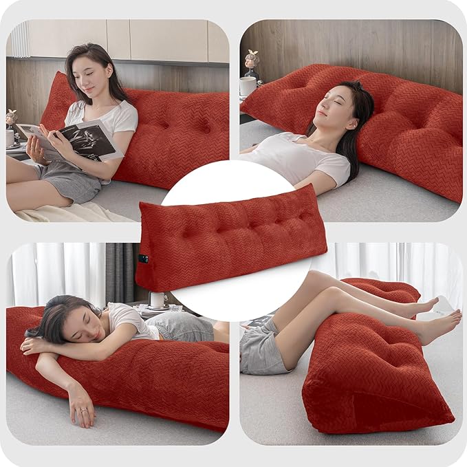 Large Bolster Triangular Headboard Wedge Backrest Positioning Support Bed Rest Reading Pillows Headboard Wedge Pillows for Day Bed with Removable Cover