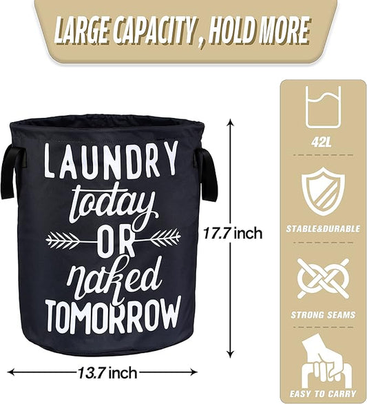 Wash Today Laundry Basket Foldable Oxford Cloth Funny Tote Bag Laundry Hamper Clothes Storage Bucket Organizer For Bathroom/Laundry Storage/Bedroom Storage Basket 17.7x13.7 Inch