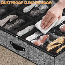 homyfort 32 Pairs Shoe Organizer Under Bed, Underbed Shoe Storage Boxes Bins, Organizador De Zapatos, Extra Large Zapateras Organizer, Black, Set of 2