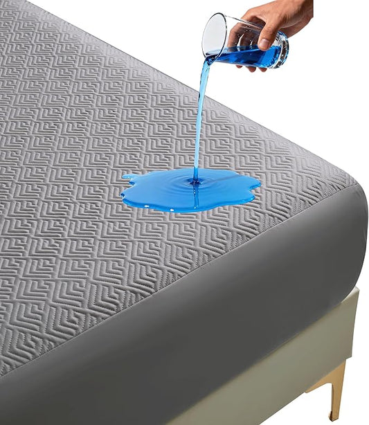 100% Waterproof Mattress Protector 18''Deep Pocket Breathable Incontinence Pads for Adults Kids Elderly Pets Machine Washable and Easy Care Bedwetting Pads(Gray, 39''x80'',Twin XL)