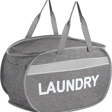 Collapsible Laundry Baskets with Lid, Foldable Clothes Hamper with Reinforced Handles, Sturdy Pop Up Hampers for Laundry, Tear Proof & Easy to Carry Laundry Hamper for Home, Dorm, Travel Grey
