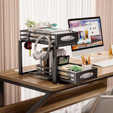 Under Sink Organizer, 2 Tier Under Sink Organizers and Storage, Adjustable Height, Slide out Metal Cabinet Organizers, Pull out Cabinet Storage Drawer Shelf for Kitchen Bathroom