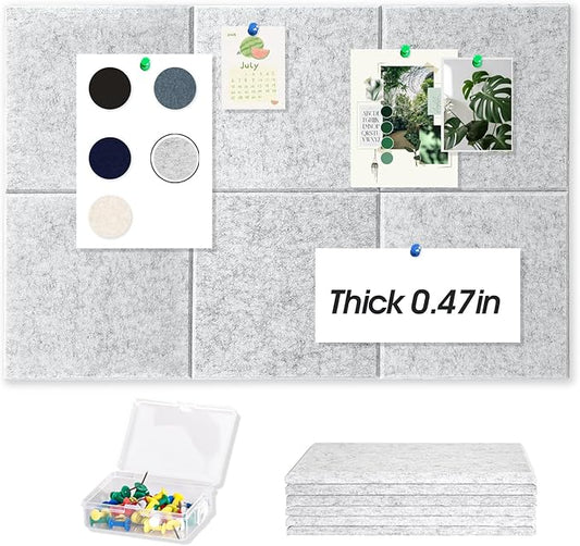 Thick Cork Board Tiles for Wall with Push Pins, 36"x24"x0.47" Bulletin Board Sets, Self-Adhesive Pin Board | Magrowill 6 Packs Felt Panels for Office Home Classroom Dorm