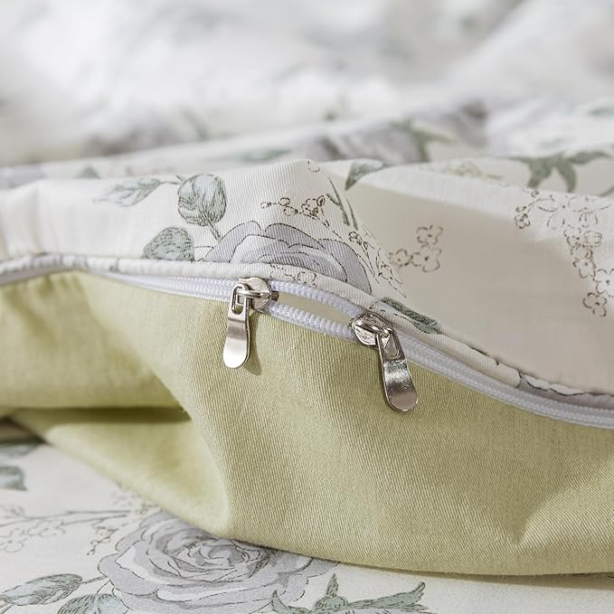 FADFAY Rose Duvet Cover Set Vintage Peony Floral Bedding Botanical Quilt Cover Set Shabby Farmhouse Bedding 100% Cotton Soft Comforter Cover with Hidden Zipper Closure 3Pcs, King/California King Size