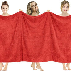 American Soft Linen Oversized Bath Sheet 40x80 Extra Large for Bathroom, 600 GSM 100% Cotton Turkish Jumbo Bathsheet Towels for Adults, Red Bath Sheet