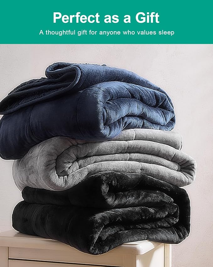 Super Fuzzy Soft Sherpa Fleece Weighted Blanket, 25 lbs Dual Sided Fluffy Heavy Weighted Blankets for Adults - No Bunching with Double Layers of Soft Inner Lining (60"x 80", 25 Pounds)