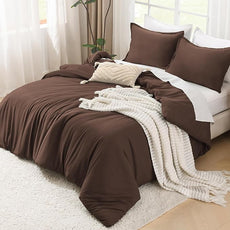 Litanika Comforter Set, Lightweight Solid Bedding Comforter Set, Fluffy Down Alternative Bed Set, Brown, Super King Plus