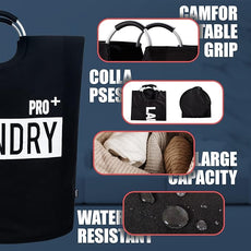 Caroeas Super Large 150L Laundry Basket Pro, Waterproof Laundry Hamper, Collapsible Laundry Basket Easy Storage, Clothes Hamper Stands Up Well, Laundry Bag with Padded Handles (Black)