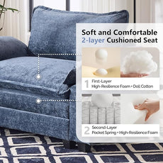 VINGLI Cloud Navy Blue Single Chair with Armrest