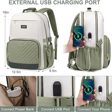 Laptop Backpack for Women Bookbag: 17 inch Work School Backpacks with Pouch Pocket for Large Capacity Cup & USB Charger College Book Bag Travel Business Nurse Teacher Bookbags Anti-theft Back Pack