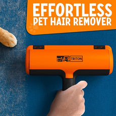 Triton Pet Hair Removal Tool w/Fur Trapping Compartment, 60% Smaller Storage Size, Reusable Shedding Roller, Cat and Dog Hair Remover for Car, Furniture, Carpet, Couch (Orange)