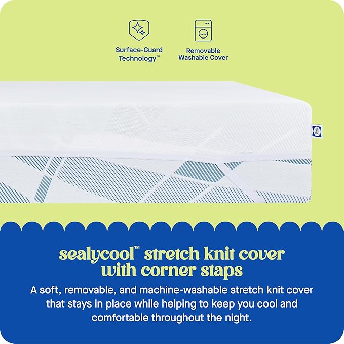 Sealy Dreamlife 3” Gel Memory Foam Twin Mattress Topper with Cooling Cover, SealyComfort Gel Foam, SealyCool Stretch Knit Cover with Corner Straps