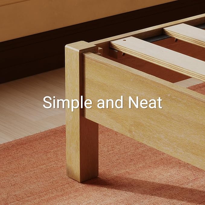 LIFEMENT Twin Signature Wood Platform Bed Frame Natural, Noise-Free, Under Bed Storage, No Box Spring Needed, Easy Assembly