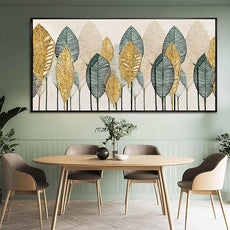 Contemporary Framed Wall Art Green and Gold Wall Decor Leaves Wall Prints Line Wall Posters 29