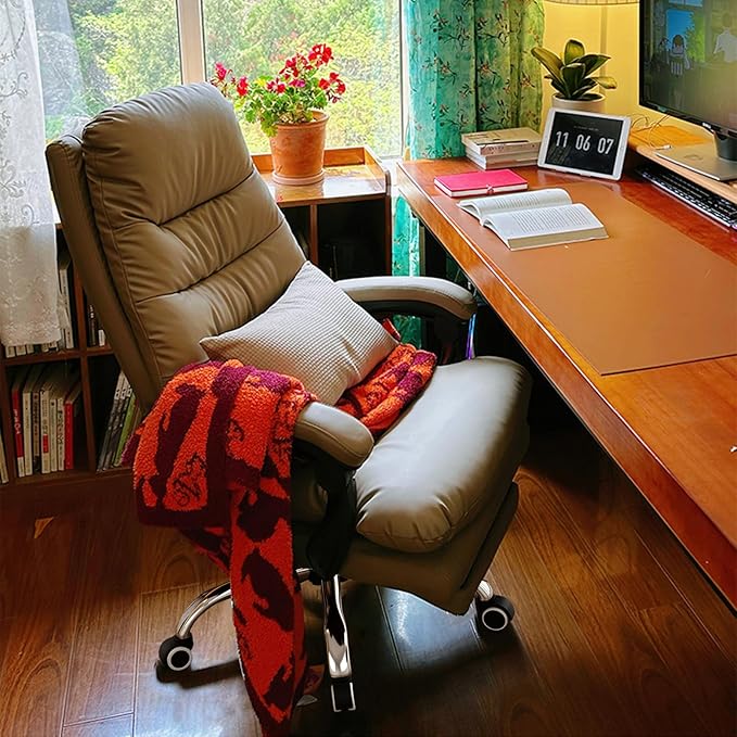 Office Chair with Soft Cushion High Back Gaming Chair Executive Desk Chair with Leg Rest Ergonomic Leather Computer Chair for Home Office