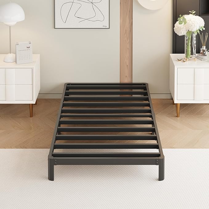 9 Inch Twin XL Bed Frames with Rounded Corner Legs, Heavy Duty XL Twin Metal Platform Bed Frame No Box Spring Needed, Easy Assembly, Noise Free, Black