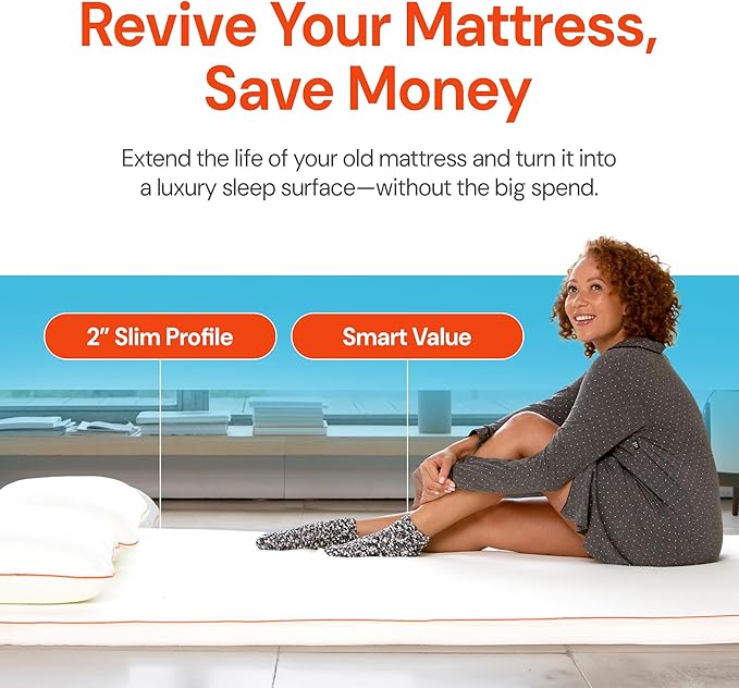 Dormeo The Essentials Mattress Topper, King, 2-Inch with Octacell Technology, Plush Comfort, Breathable, Cooling Foam Mattress