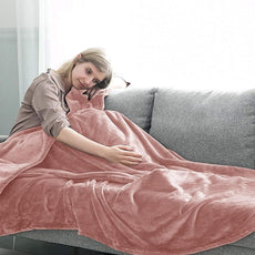 IR Imperial Rooms Fleece Blankets Queen Size 90x90 Inches- 8 Pack - Super Soft Fluffy Throw Blanket for Sofa and Bed - Warm and Cozy Lightweight 400 GSM Microfiber Bed Throws Blankets (Queen, Pink)