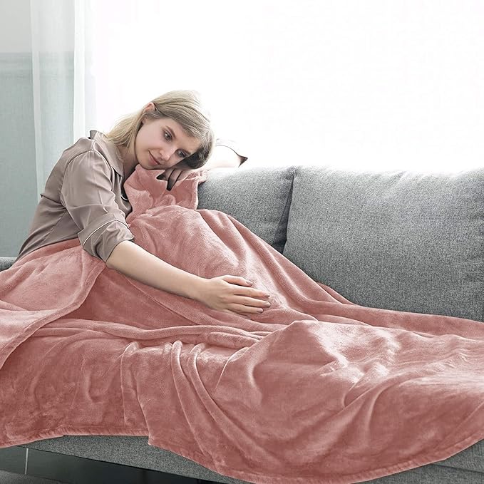 IR Imperial Rooms Fleece Blankets Queen Size 90x90 Inches- 8 Pack - Super Soft Fluffy Throw Blanket for Sofa and Bed - Warm and Cozy Lightweight 400 GSM Microfiber Bed Throws Blankets (Queen, Pink)